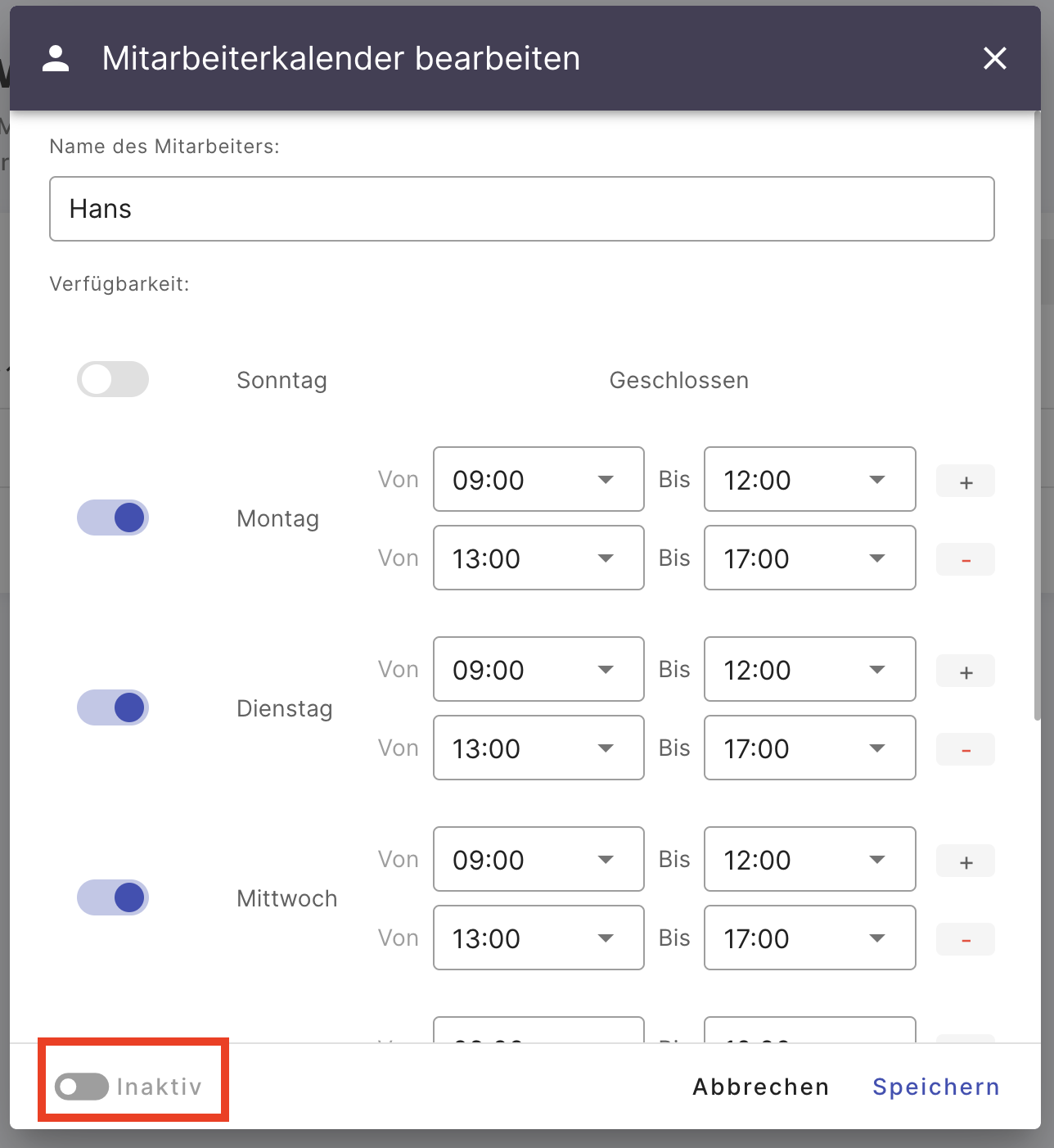 Online-Buchung deaktivieren